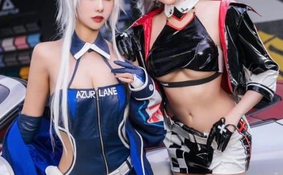 Momoko葵葵 NO.033 &瓜希酱 碧蓝航线 欧根&企业 赛车女郎 [58P-277M]